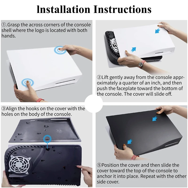 PS5 Accessories Cover Set, PS5 Controller Faceplate & Protective Shell Cover for Playstation 5 Disc Edition, Anti-Scratch Dustpr