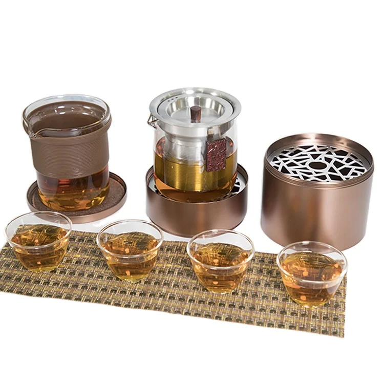 Chinese Style Portable Travel Glass Teapot Set Tea Drinkware Set 1Teapot And 4 Tea Cup 1 Fair Cup