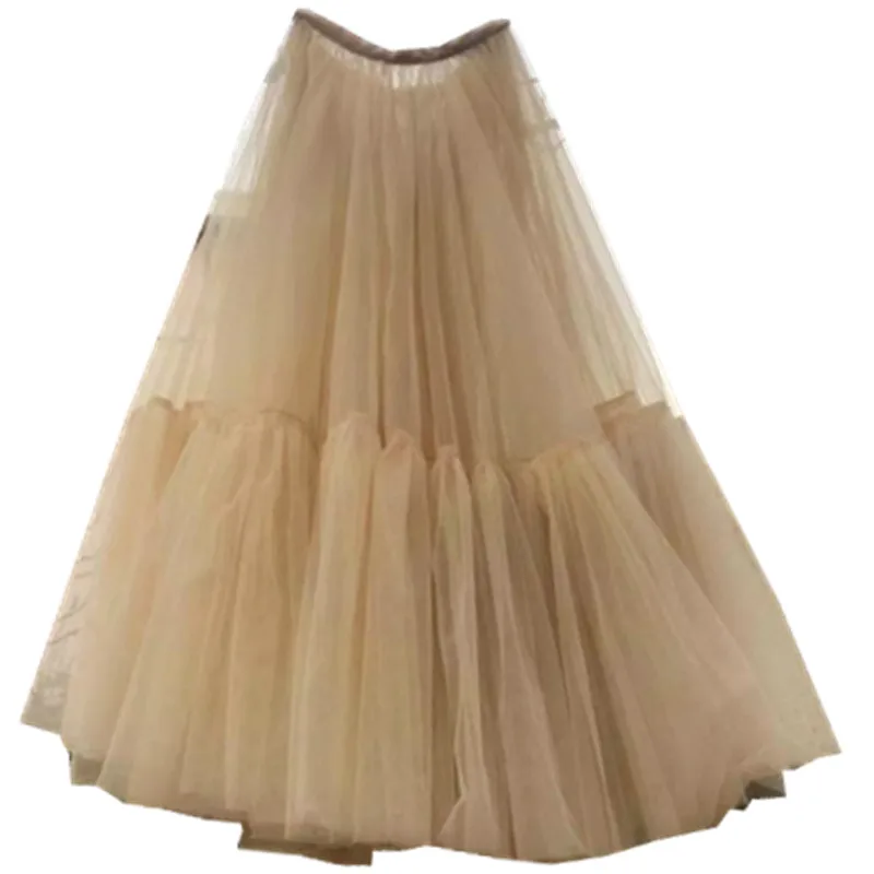 2023Spring and summer NewDHome high-end famous brand same style all-matching black oversized hem skirt mesh long dress