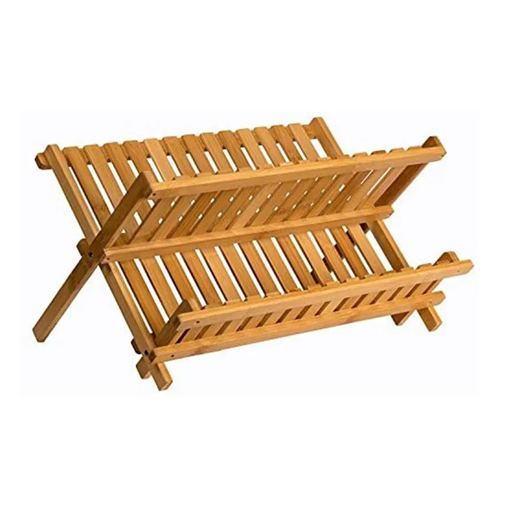 Бамбук 2-х уровневые кухня сушилка для посуды Складная Сушилка кухни столешницы