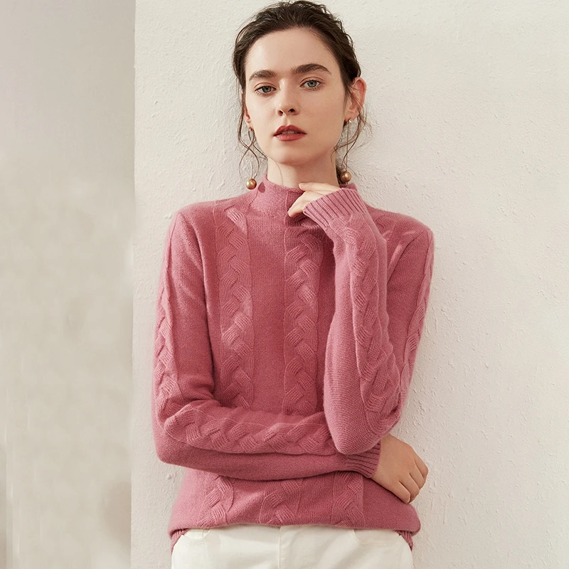 
Latest Amazon Sale Ladies Fashion Knit Jumper 35% Cashmere Women Woolen Knit Crochet Sweater 