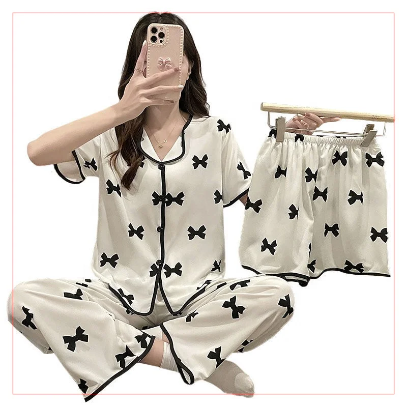 k55High Quality silk Pajama set Girl Nightwear Lingerie Pijama Sexy Loungewear Nightgown Woman Homewear