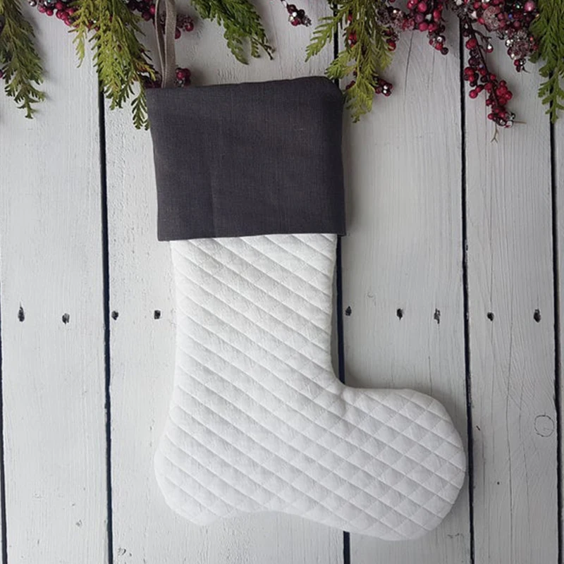 Рождественские чулки, фермерские украшения, Индивидуальные Стеганые Семейные рождественские льняные чулки