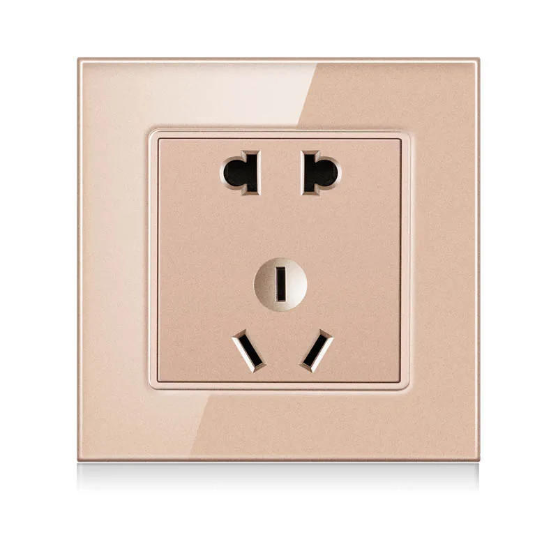 Tempered crystal glass 86 * 86mm panel China 3C standard five hole socket plug