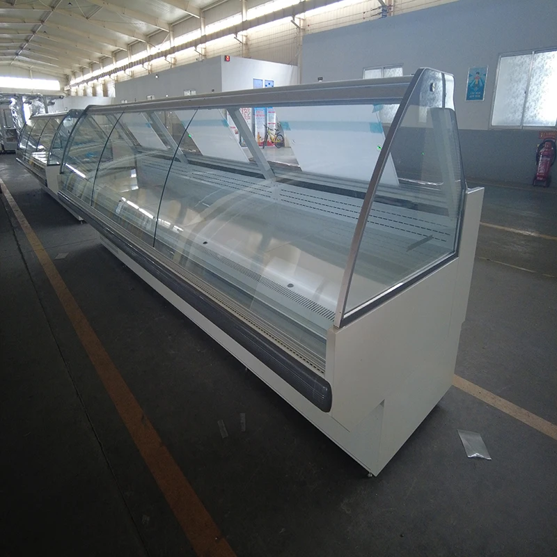 Supermarket corner fresh meat display freezer/supermarket cooked food display refrigerator Meat shop fresh fish service counter