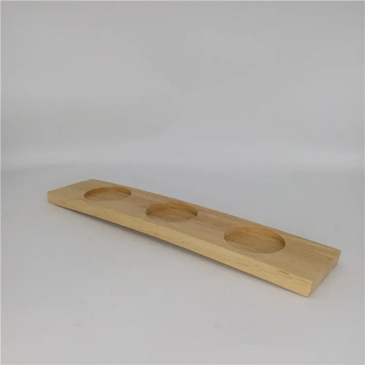 Wood serving paddle shot glass holder tray