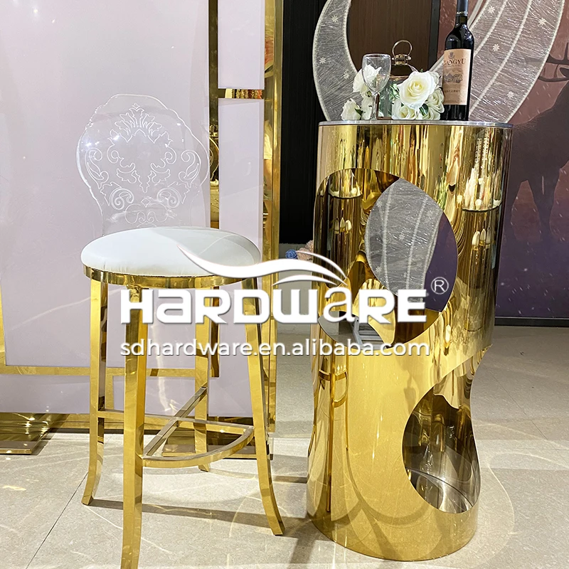 Bar Furniture Unique Design Round Mirror Glass Highboy Bar Table