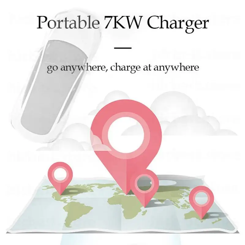 32A Type 2 Mode 2 EV Portable Charger Electric Car Charger LCD Screen SCHUKO Blue CEE Plug Portable EV Charger CE Certification
