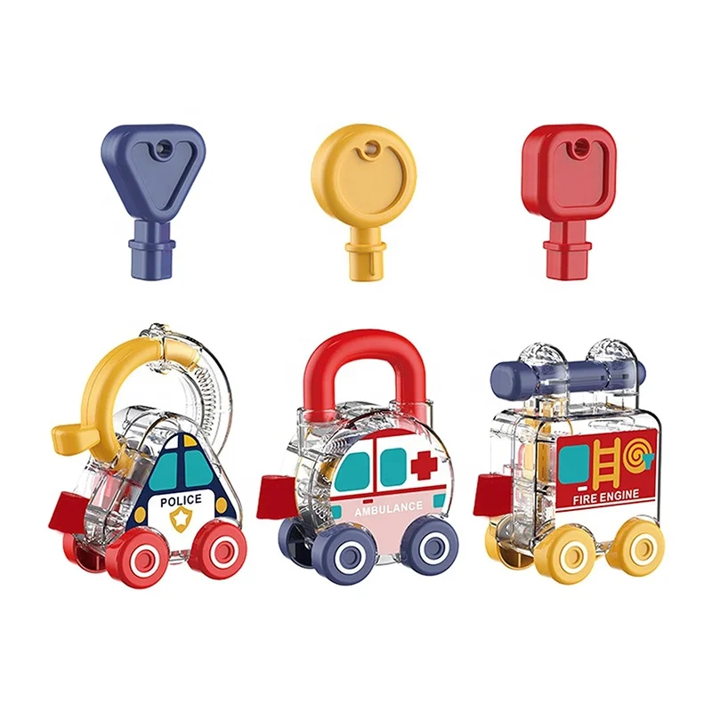 Kids Early Learning Matching Cognitive Skills Shapes Preschool Car Toy Montessori Plastic Lock and Key Toy Set
