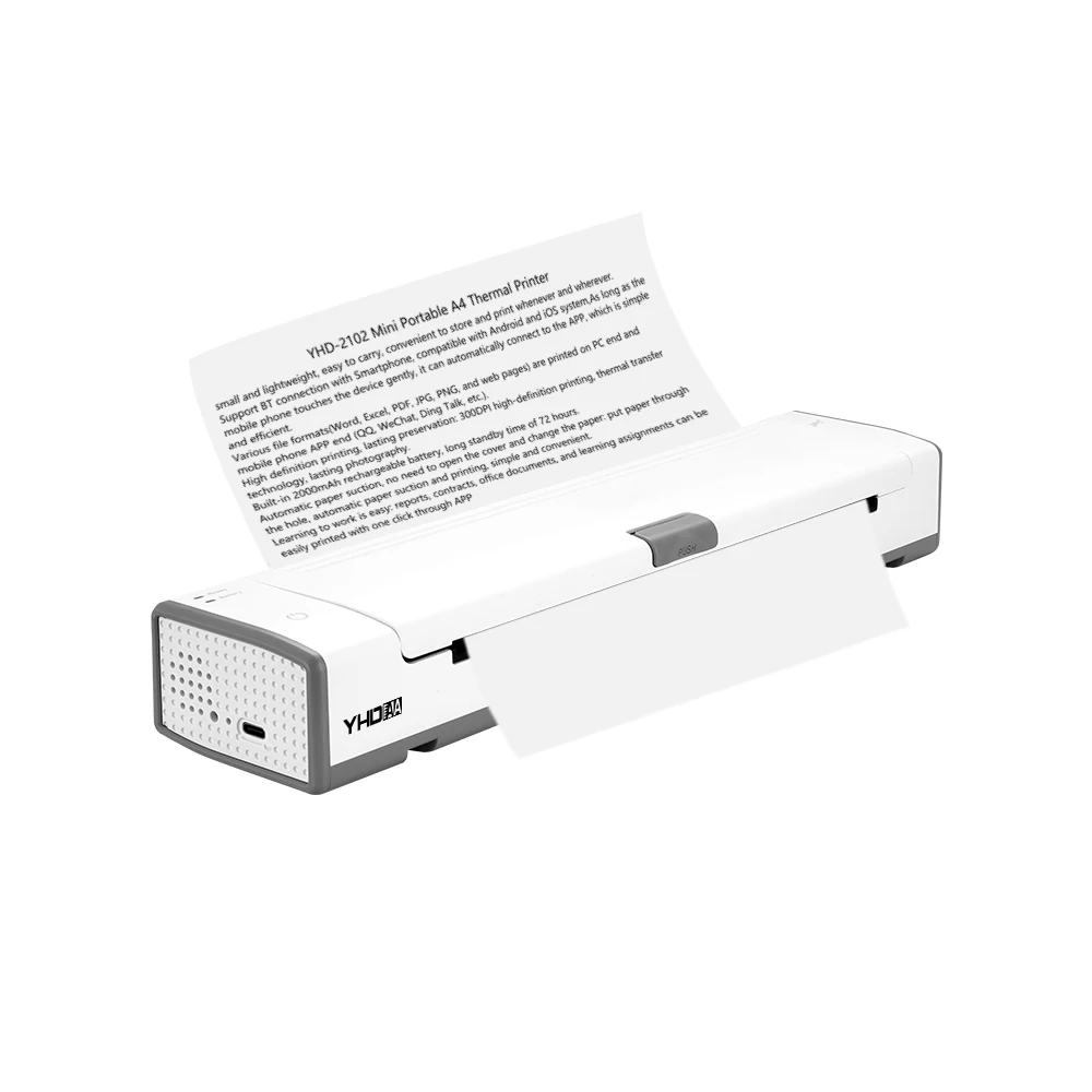 YHDAA Smart Design YHD 2102 Mini Portable A4 Thermal Transfer Printer  Android Phone Bluetooth A4 thermal printer