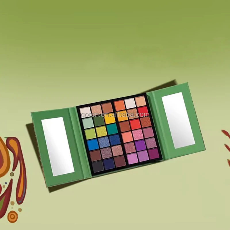 Wholesale Vegetarian Folding High gloss Plastic Disk Private Label Tribal Style 36 Color Waterproof eye shadow