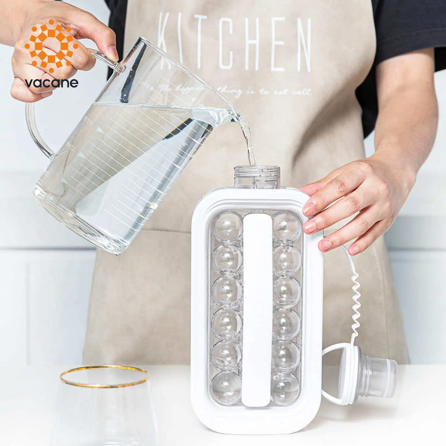 Vacane Горячее предложение 2 в 1 портативный DIY Герметичная Кружка без добавления бисфенола А поп кубика льда пресс-формы для холодильника льда мяч чайник бутылка с крышкой