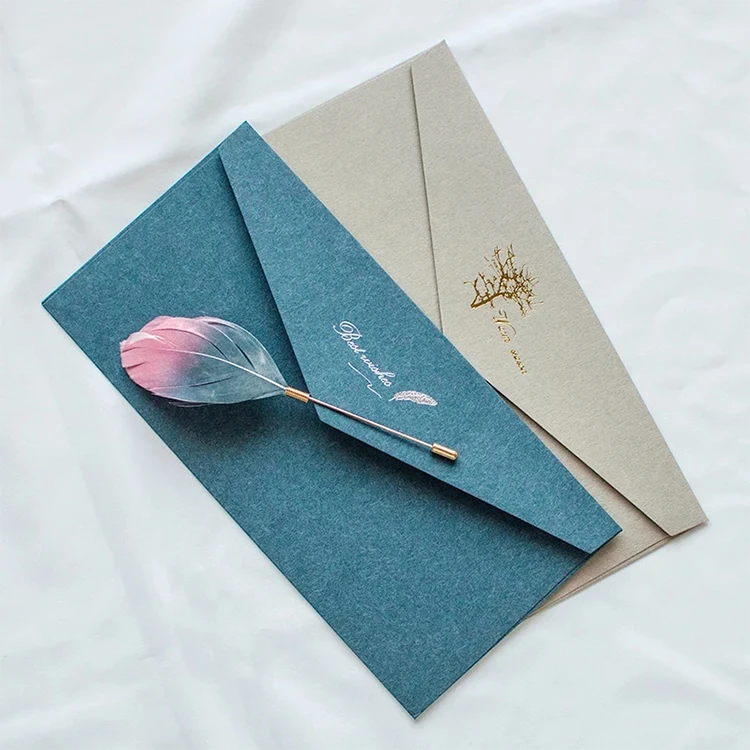 Luxury exquisite good quality wedding greeting gift card kraft paper envelope