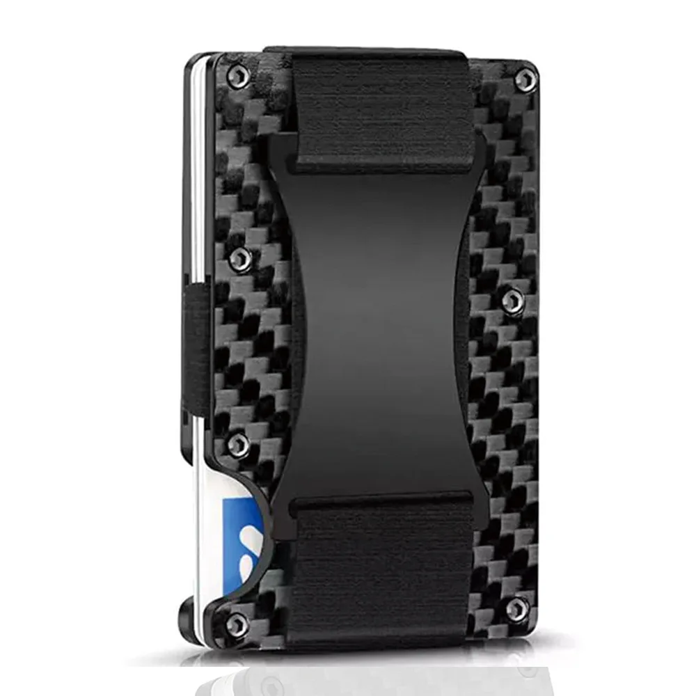 Custom RFID Blocking Minimalist Carbon Fiber Wallet for Men - Slim Front Pocket Metal Card Holder Gifts