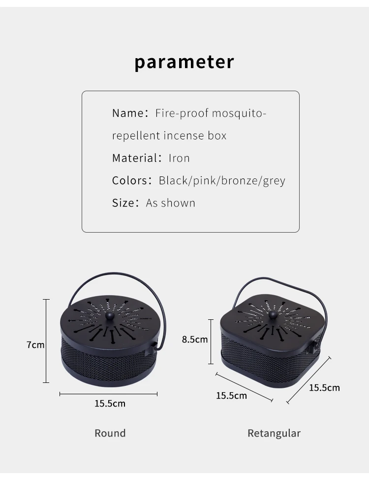 Light Luxury Mosquito Repellent Holder Portable Metal Mosquito Coil Box Camping  Mosquito Incense  Holder