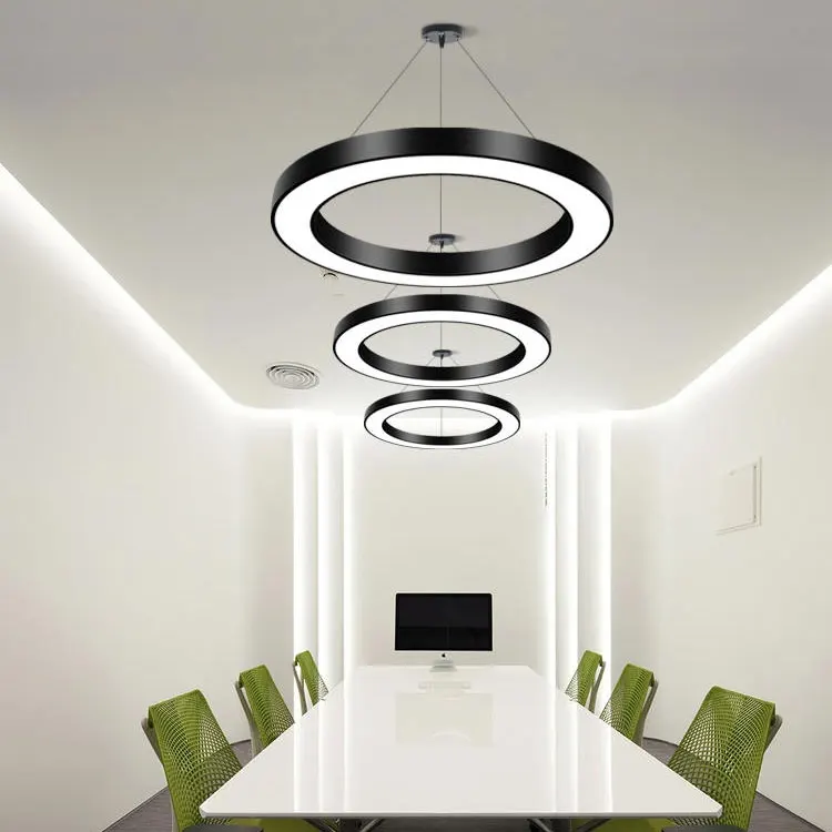 Modern Rings Pendant Lamp 85~265v Black housing hanging light Ceiling Lighting led circle chandelier Round Pendant Lights