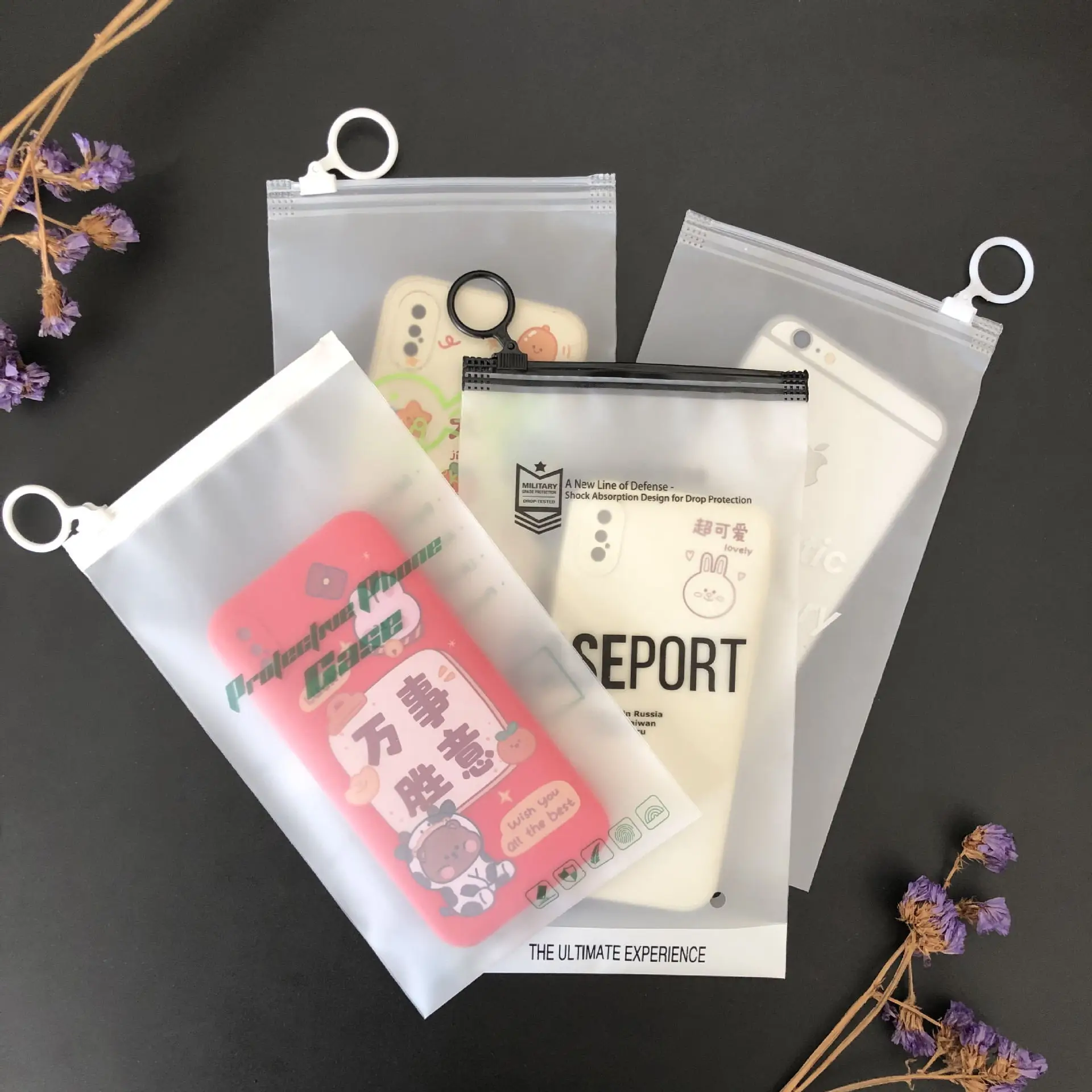 Custom clear vinyl PVC zipper bags for phone case clear plastic zipper garment packaging  bag