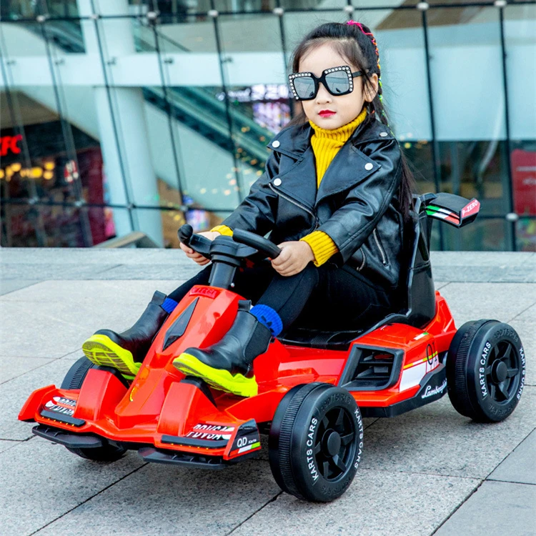 Unisex Kids Electric Go Kart Cheap Racing Wheel Battery and Pedal Operated Made of Plastic PC Remote Control Ride-On Car Toy