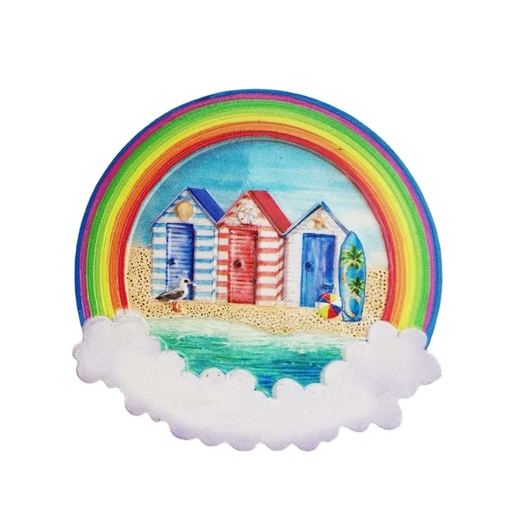 Custom logo printing country city beach souvenir resin 3d fridge magnets