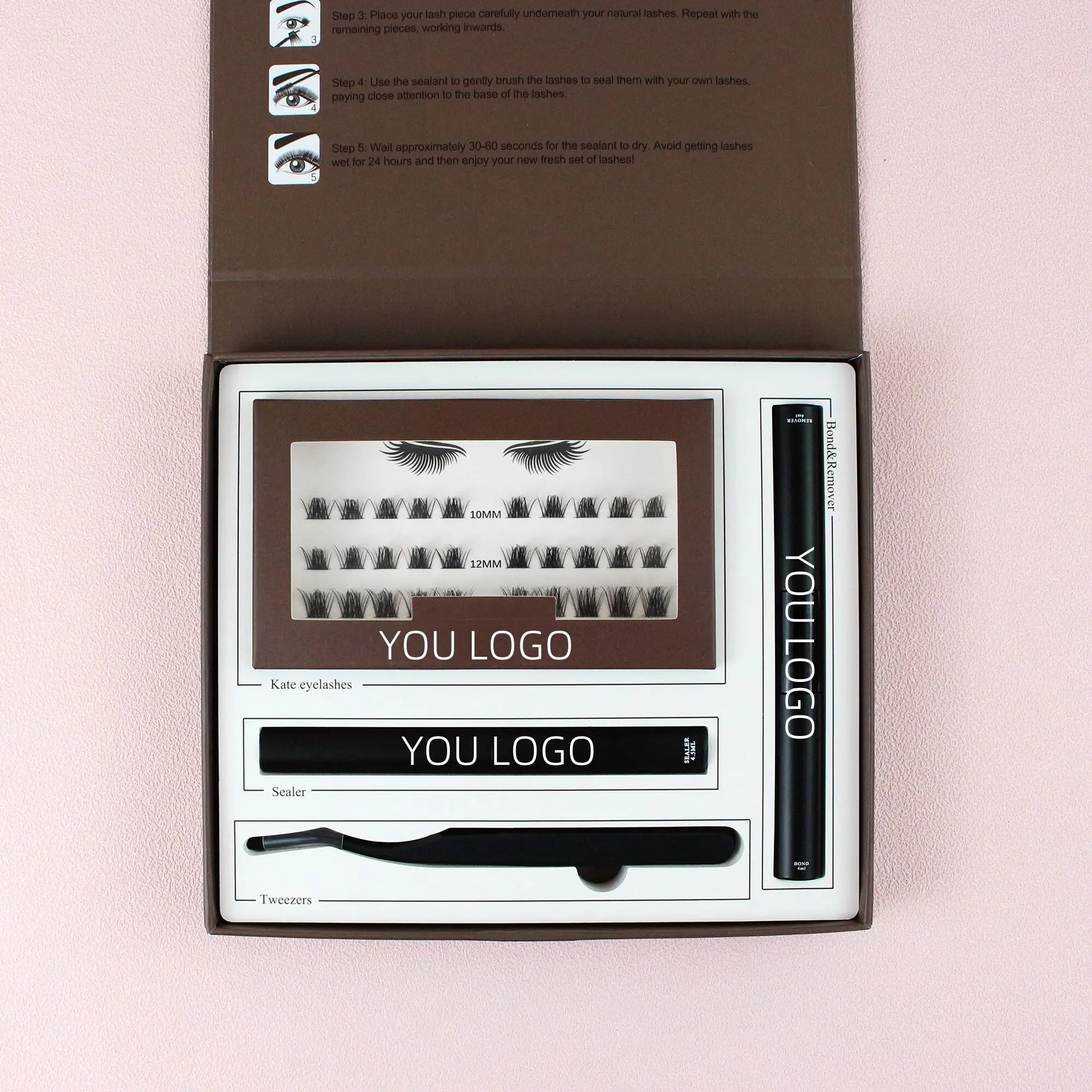 Wholesale pre glue lash cluster Private Label Individual Eyelash Cluster Extensions Pre Cut Segment DIY Lash Extension Kit