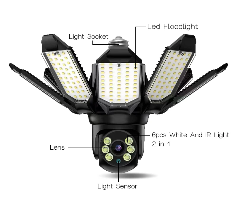 Factory Direct 1080P Indoor Wireless Smart Floodlight PTZ Surveillance IP Camera 2MP 360 Wi-Fi CCTV Security Wireless Camera