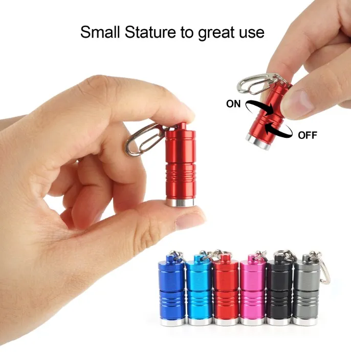 Mini Small Pocket Aluminum Bright Led Handheld Torch Micro Keychain Flashlight With Hook For Outdoor Camping Emergency