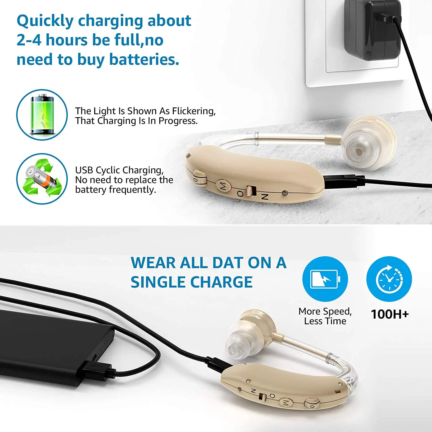 Hot sale China Lightweight Intelligent blue tooth digital Rechargeable BTE Hearing Aid For