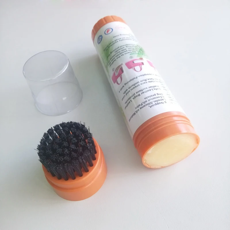 
100g Diameter 4.0cm Stick Shape Natural Brown Paste Leather Care Cleaner Shoe Polish with Brush 