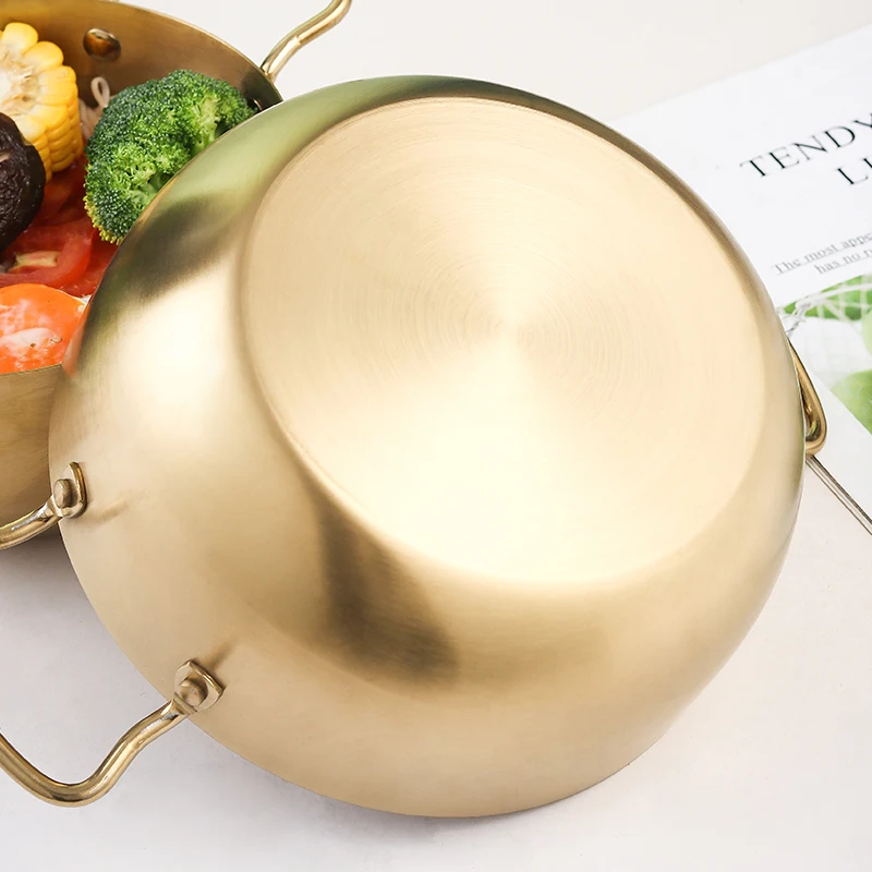 Korean Kitchen Cookware Food Sets High Quality Double Handle Stainless Steel Cooking Soup Pot Soup & Stock Pots Metal All-season