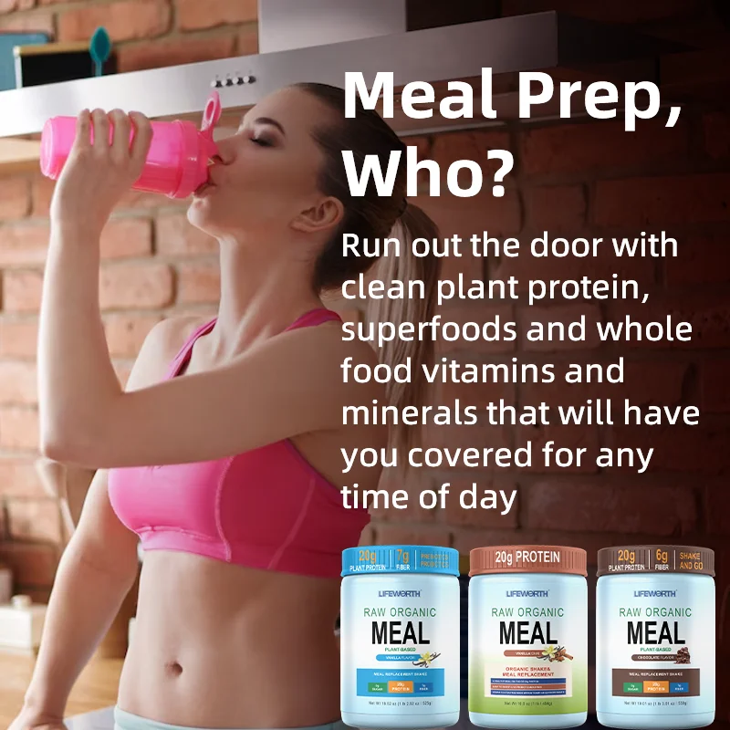 LIFEWORTH Vegan Protein Powder Organic Meal Replacement Shakes Plant Based Pea Protein and Probiotics for Women and Men