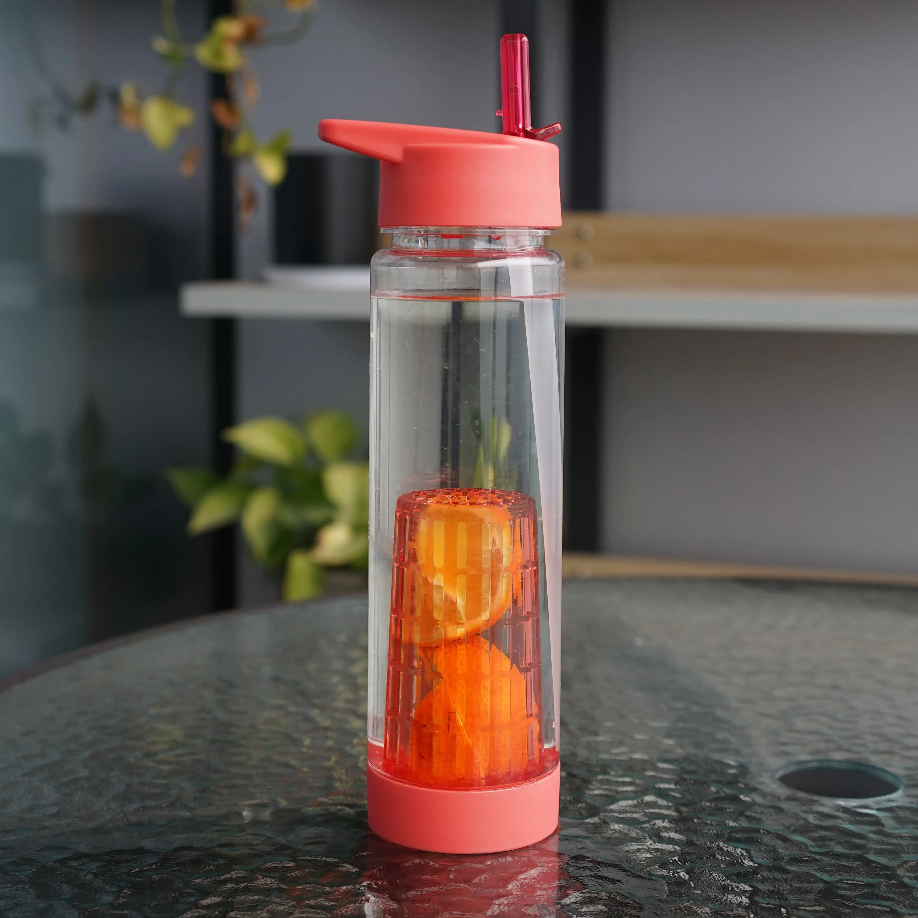 750ml/25oz hot selling cheap BPA Free clean plastic tritan fruit infuser gym sport crystal water bottle with flip lid and straw
