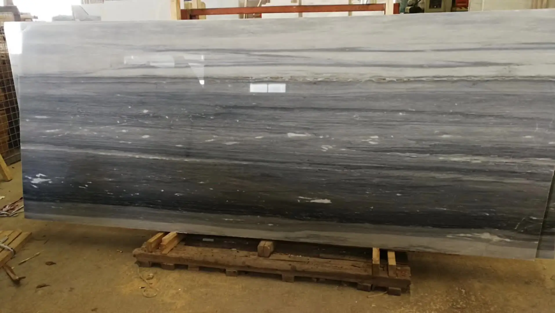 Polished Dark Blue Palissandro Marble Tile Floor