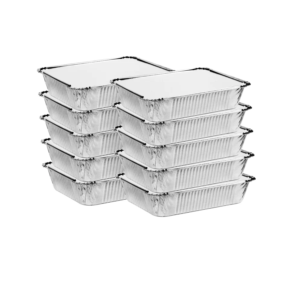 Disposable Fast Food Takeaway Aluminium Foil Container Tray 8389 Aluminium Foil Pans Plate with Paper Lid