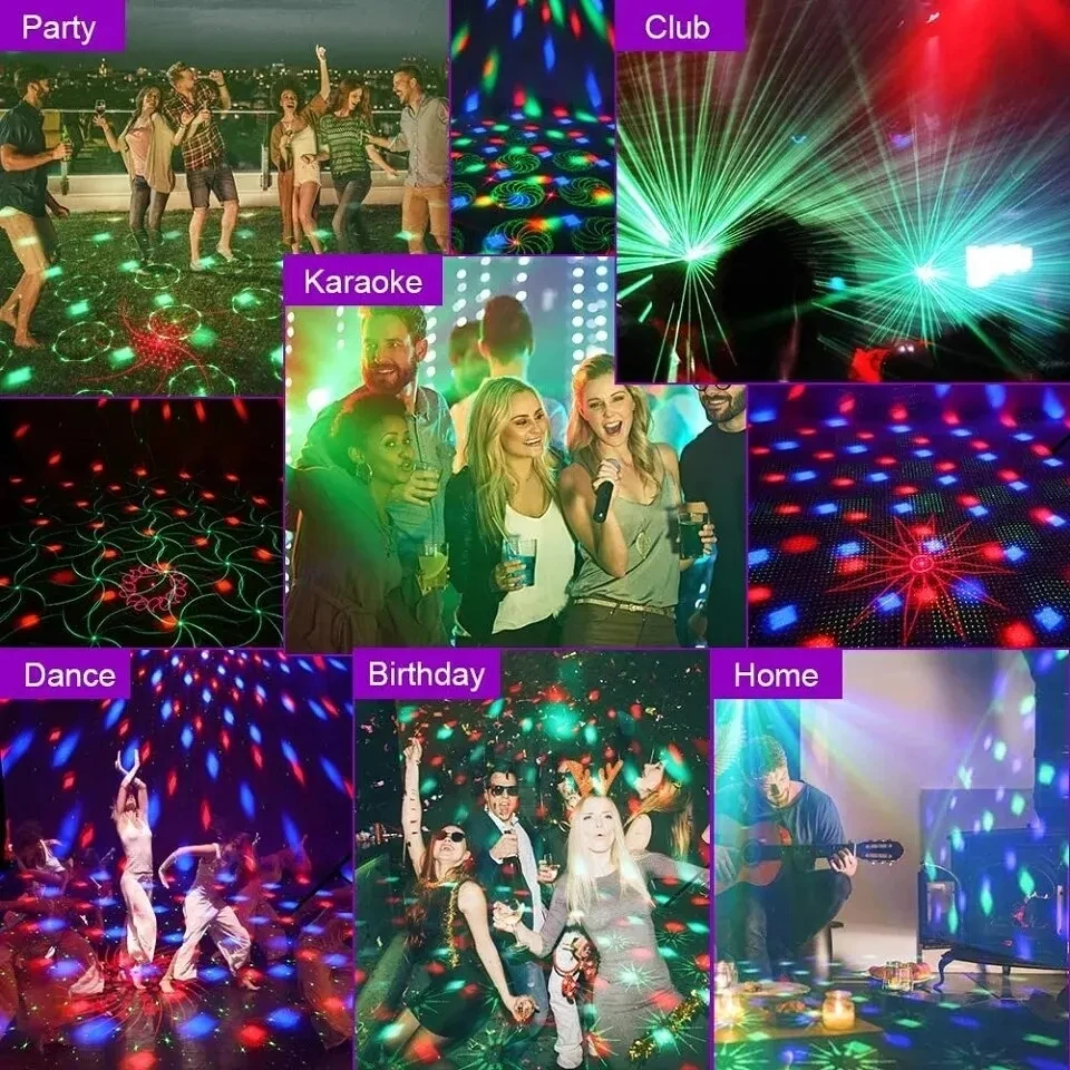 Party Disco Light Magic Dj Ball Mini Cheap Club LED Light Sound Control Strobe UV Stage Projection Lights