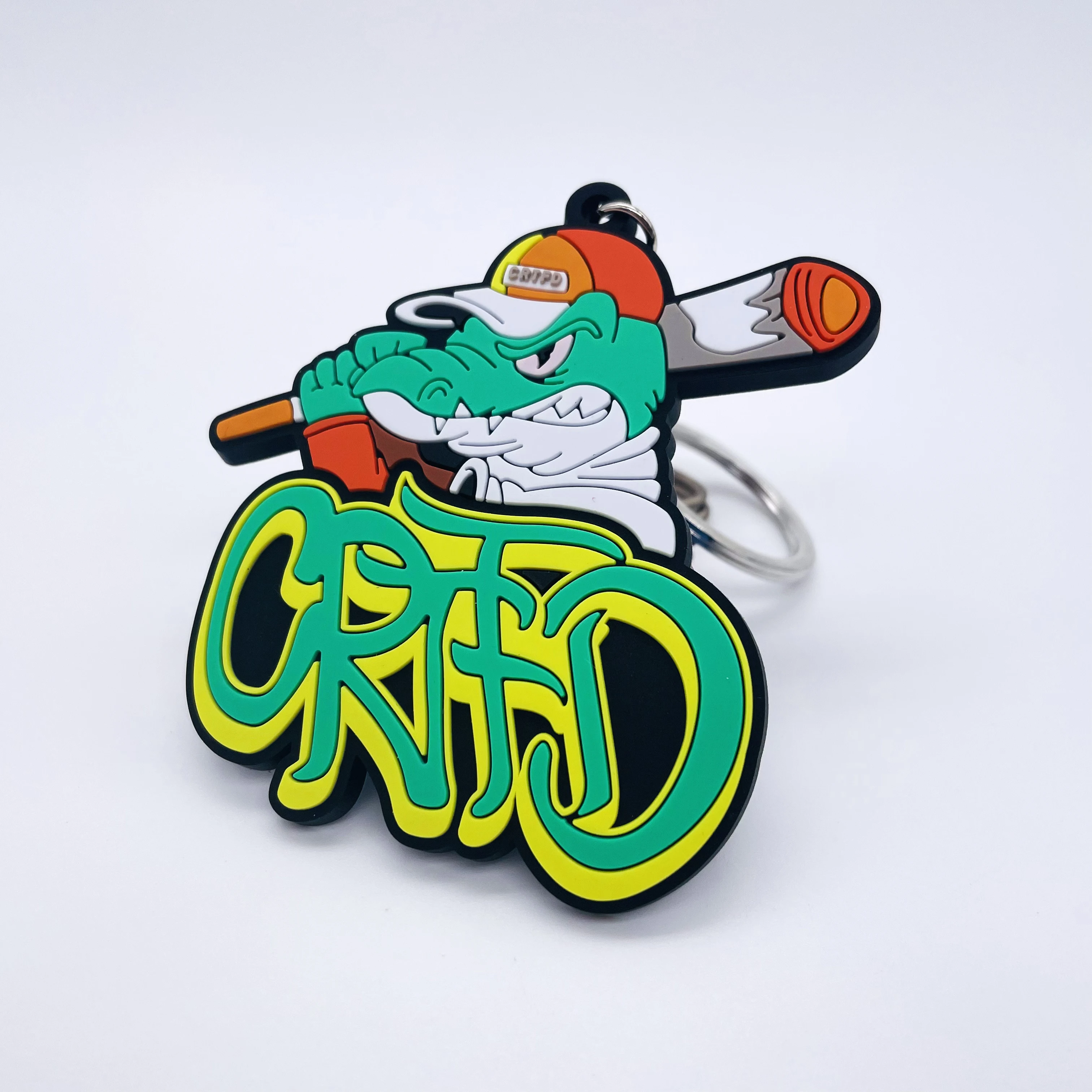 Wholesale cute design keychain custom logo 2d soft pvc brand name keyring key chain rubber kawaii keychains