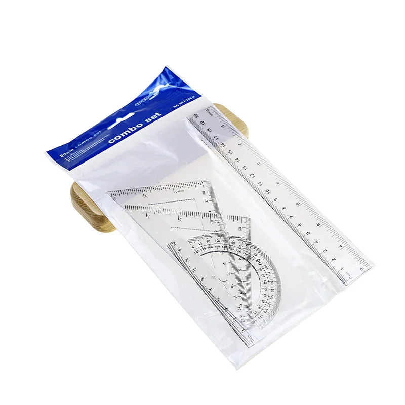 Student Multi-Functional Plastic Ruler Set 20CM Straight Ruler Mathematical Measuring Geometry Ruler Set for Promotion