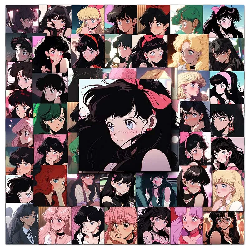 50pcs Wholesale Price Waterproof Customized Stickers Decorative Laptop Mobile Phone Luggage Anime Cartoon Girl Avatar Stickers