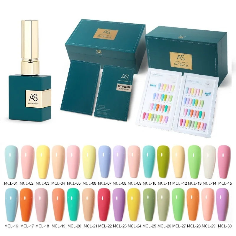 Wholesales 30 colors uv nail gel polish 15 ml high quality nail gel soak off uv led gel nail polish set AS