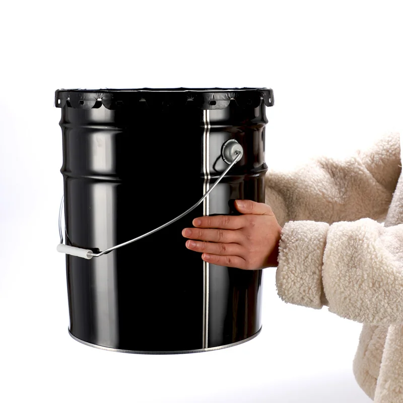 Empty galvanized metal iron paint bucket steel barrel drum