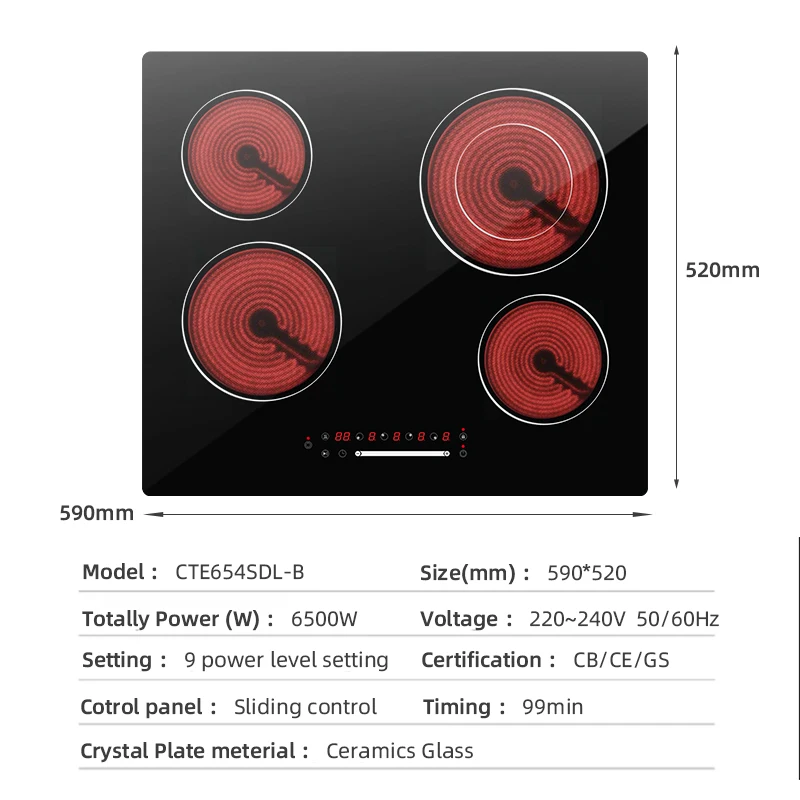 Modern Design Electric 4 Burner Built In Infrared Cooker Hob House Hotel Ceramic Cooker