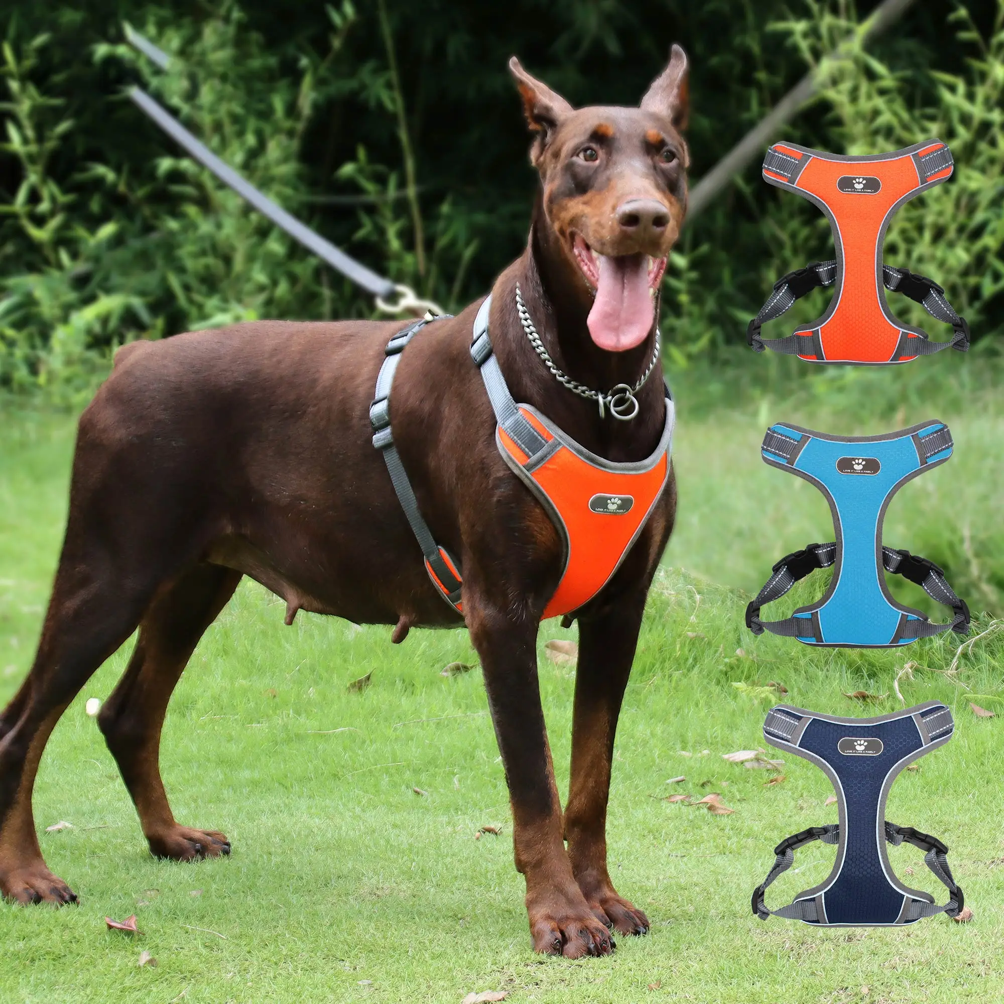 Waterproof Breathable Oxford Pet Harness, Heavy Duty Reflective Strong Dog Harness