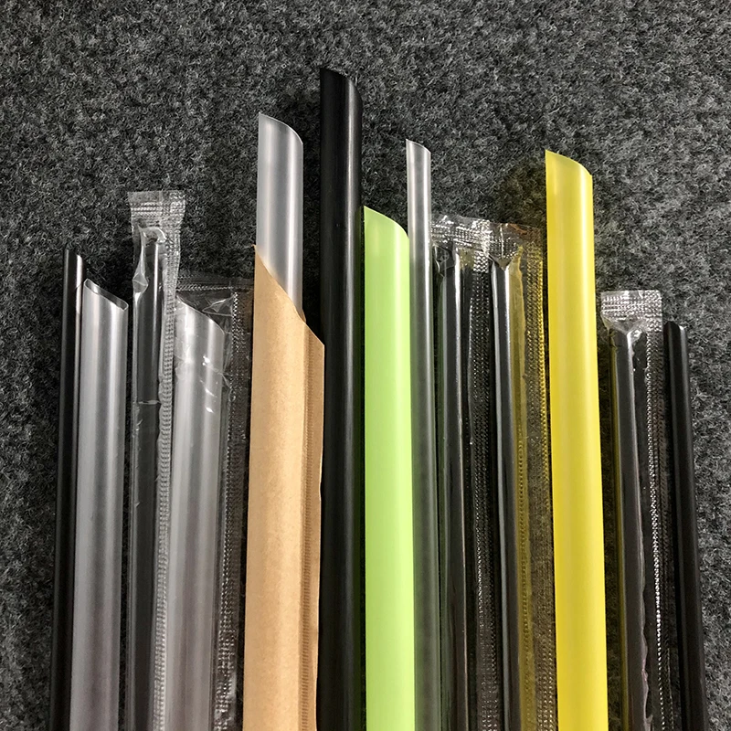 Colorful plastic smoothie straws Bubble / Boba straws individually wrapped tea drinking straws