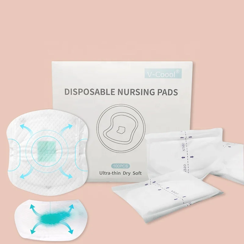 
V-Coool Disposable Nursing Pads 100 Count Superior Absorbency Leak Protection Breastfeeding Night and Day Pads Non-Toxic 