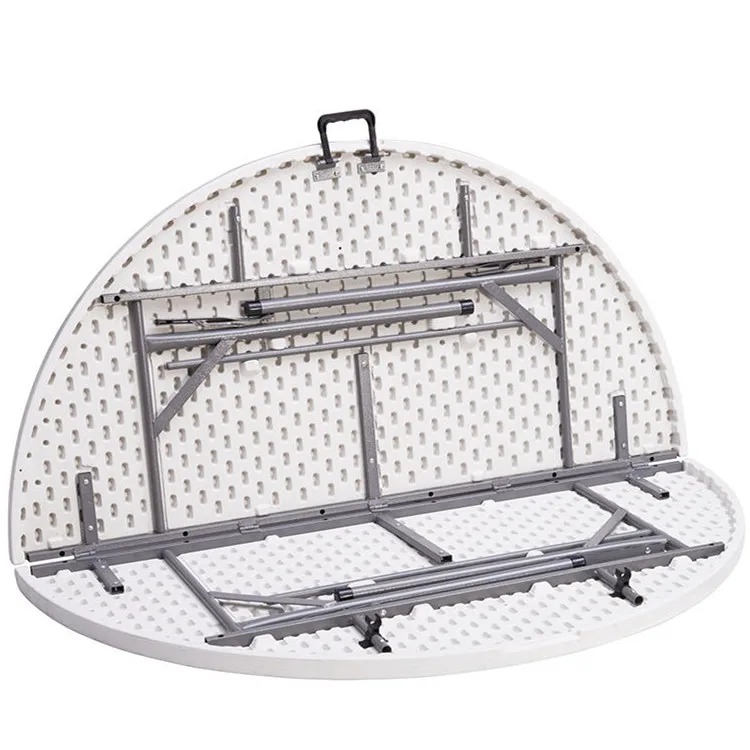 HONGQIAO Outdoor 6FT Fold In Half Banquet Round Table HDPE Plastic Panel 180CM Folding Round Plegable Table For Wedding Garden