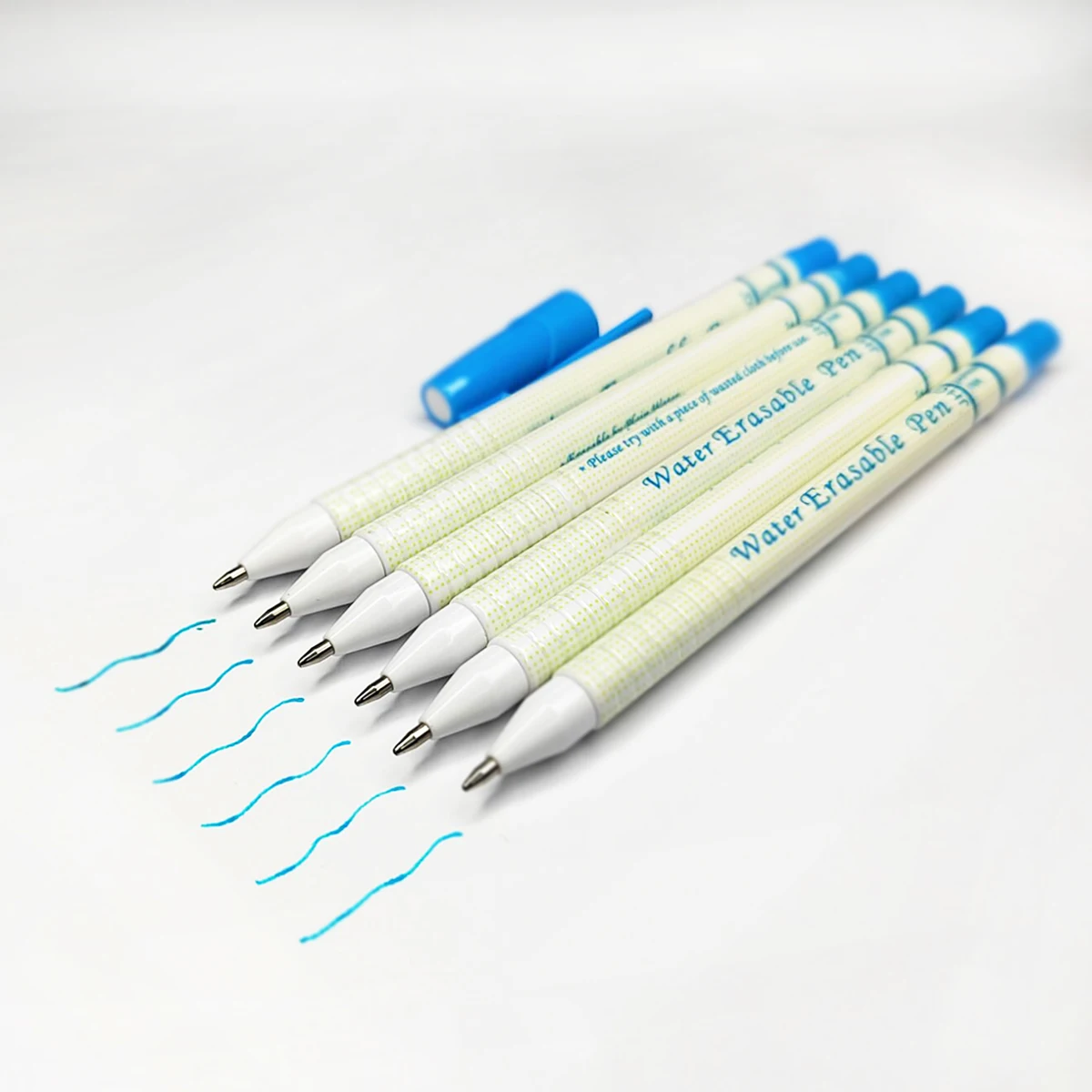 12 PACK Disappearing Ink Marking Pen, Air Water Erasable Pen/ Fabric Marker/ Temporary/ Auto-Vanishing Pen for Cloth (Blue)