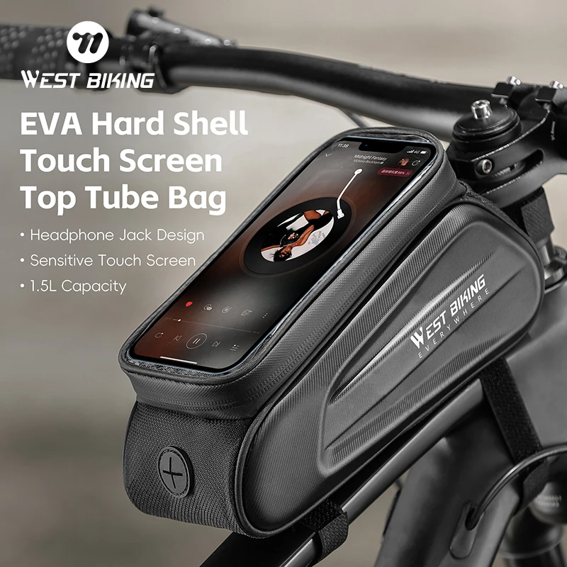 WEST BIKING Bicycle Frame Bag Outdoor Waterproof Front Bike Top Tube Bag Bicycle Accessories Phone Touch-screen Bike Bags