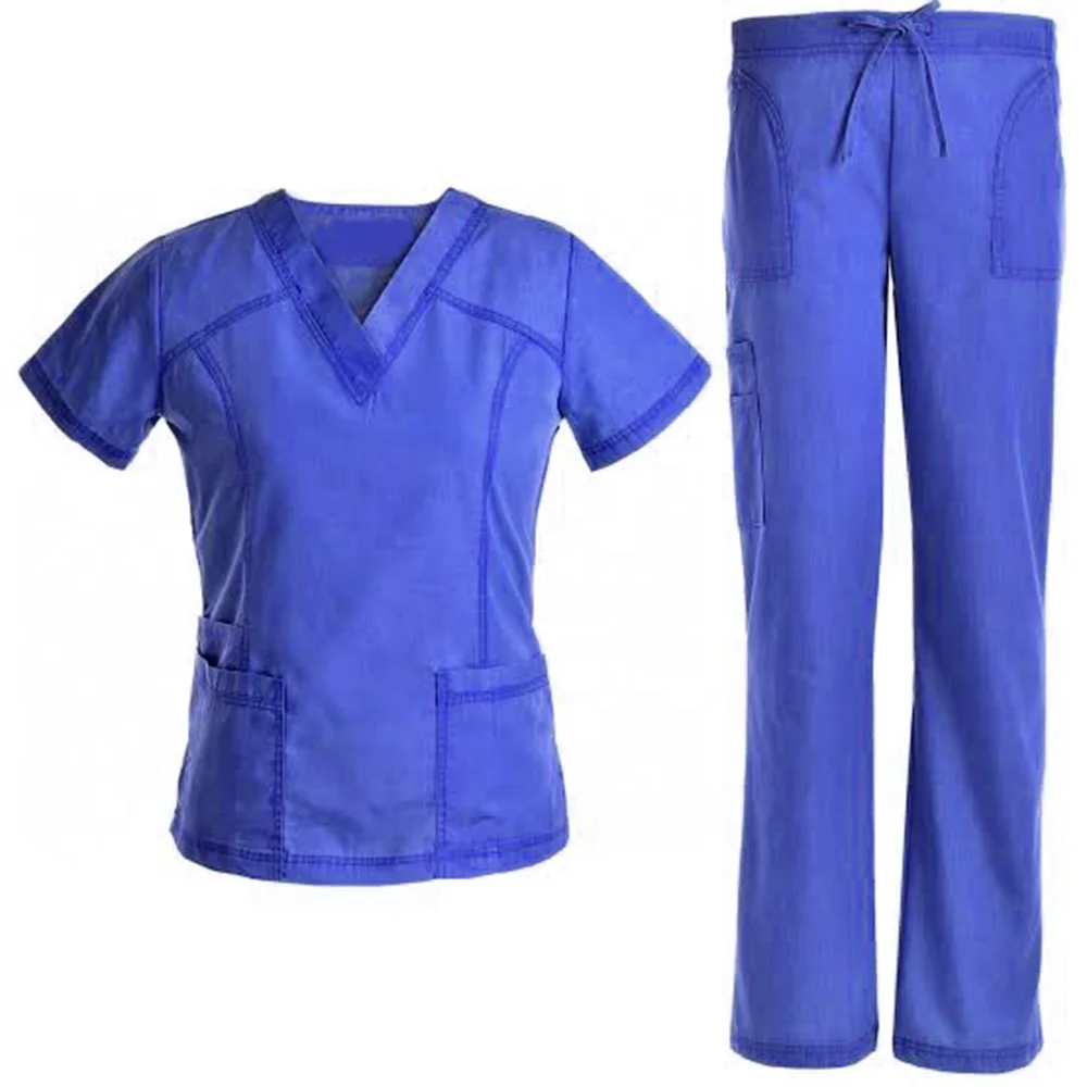 Latest Design Hospital Uniform Medical Work Wear Female Short Sleeve Stretch Scrubs