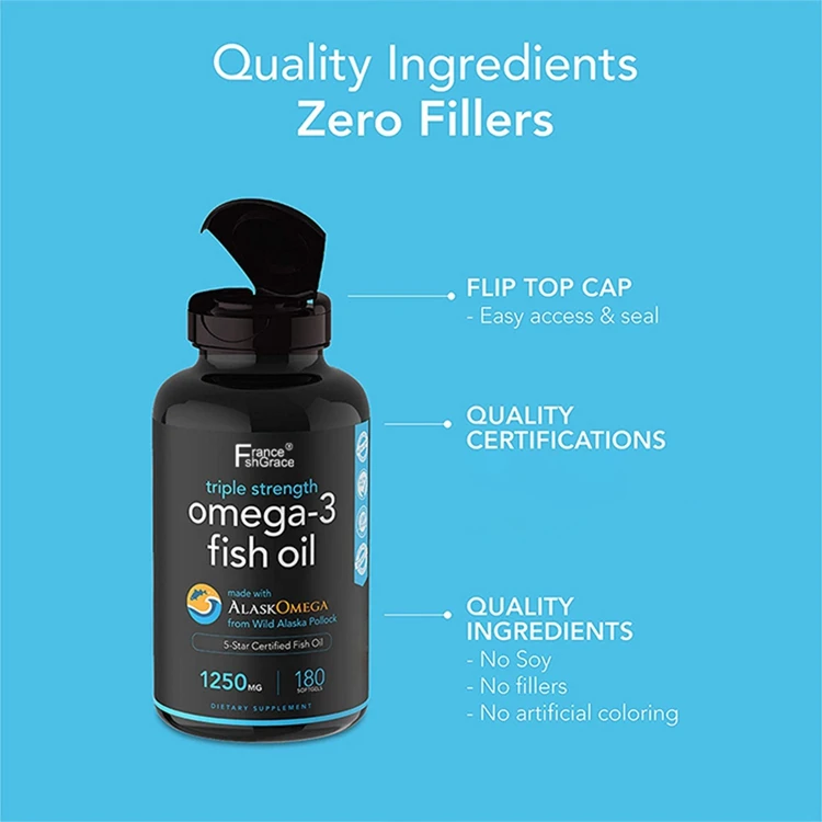 Omega-3 рыбий жир тройной крепости 90 Softgels 5-звездочный Сертифицированный диетическая добавка