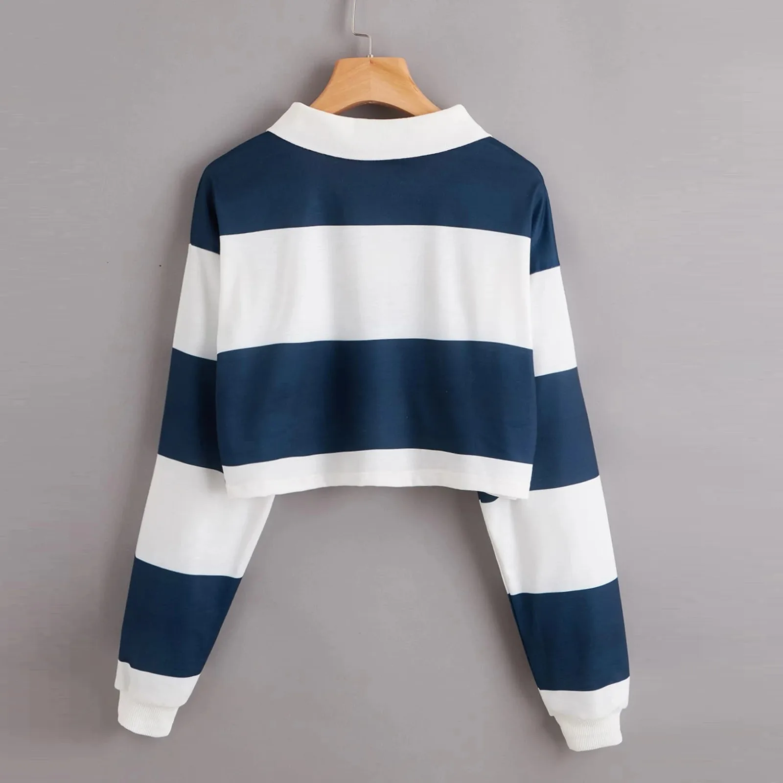 Classic Korean Long-Sleeved T-Shirt Top Women New Spring Autumn Bar Polo Collar Embroidered Logo Back Knitted Sweater Sexy