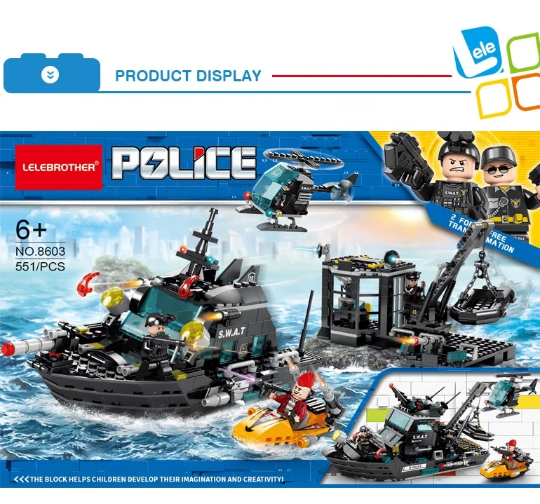 Lele Brother Police Command Center Building Blocks Swat Warship Kids Educational Block Toys
